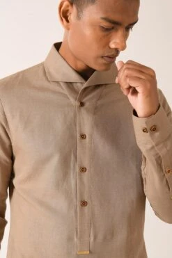 Dhruv Vaish Beige Cotton Linen Shirt -Inca Sales Store d06c0051 3