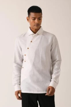 Dhruv Vaish White Diagonal Placket Shirt 7 Dhruv Vaish White Diagonal Placket Shirt -Inca Sales Store d06c0071 2 1