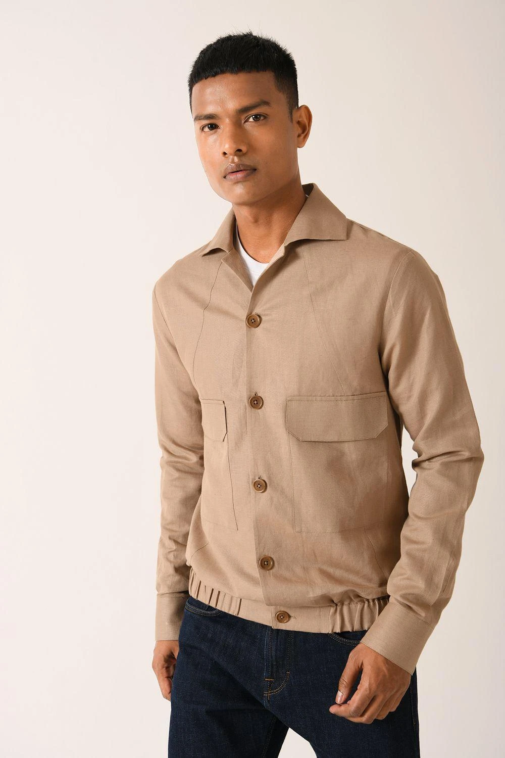 Dhruv Vaish Beige Bomber Shirt 3 Dhruv Vaish Beige Bomber Shirt