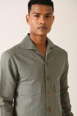 Dhruv Vaish Sage Green Flap Pocket Shirt -Inca Sales Store d06c0141b 2