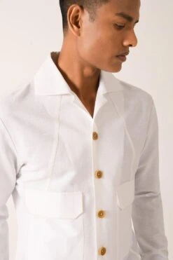 Dhruv Vaish White Flap Pocket Shirt -Inca Sales Store d06c0141c 4