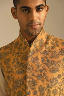 Dhruv Vaish Ochre Embroidered Jawahar Jacket -Inca Sales Store d06w0111 674 3