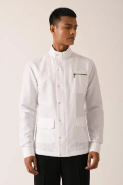 Dhruv Vaish White Shirt With Side Zipper & Snap Buttons