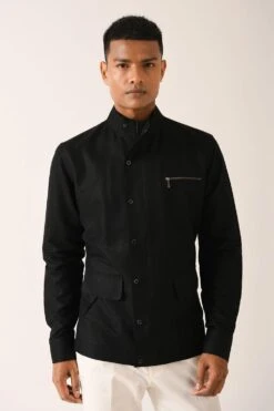 Dhruv Vaish Black Shirt With Side Zipper & Snap Buttons
