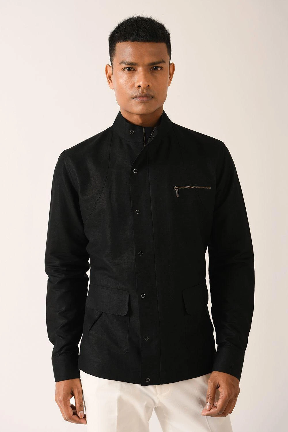 Dhruv Vaish Black Shirt With Side Zipper & Snap Buttons 3 Dhruv Vaish Black Shirt With Side Zipper & Snap Buttons