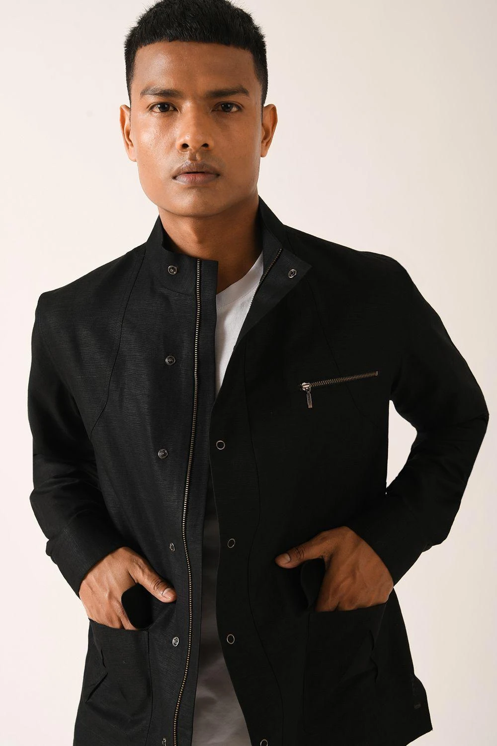 Dhruv Vaish Black Shirt With Side Zipper & Snap Buttons 5 Dhruv Vaish Black Shirt With Side Zipper & Snap Buttons - Image 3