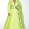 Itrh Neon Green Crystal Lehenga Set