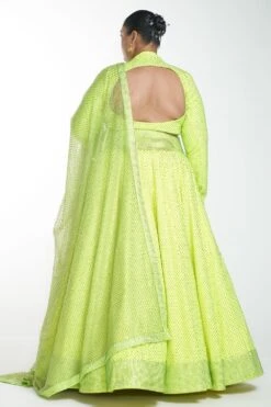 Itrh Neon Green Crystal Lehenga Set 9 Itrh Neon Green Crystal Lehenga Set -Inca Sales Store dc22w033 4