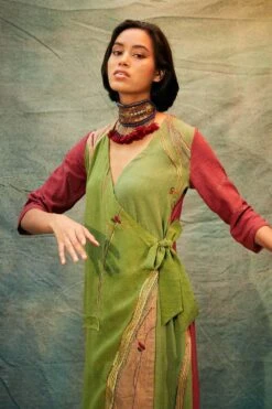 Medha Colour Blocked Wrap Dress