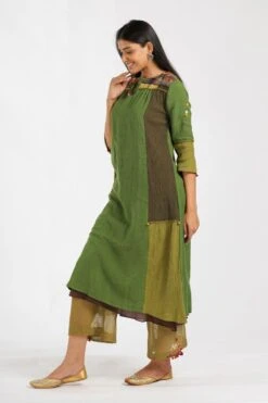 Medha Green Panelled Kurta With Embroidered Yoke -Inca Sales Store dr s21 gyy 2 1