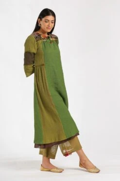 Medha Green Panelled Kurta With Embroidered Yoke -Inca Sales Store dr s21 gyy 3 1