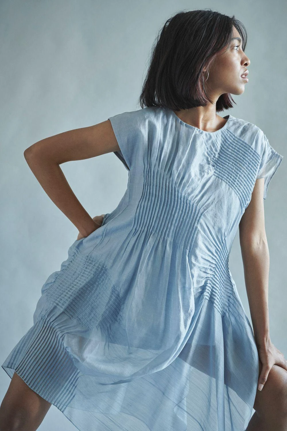 SWGT Blue Pintuck Sculpted Dress 4 SWGT Blue Pintuck Sculpted Dress - Image 2