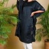 Black Silk Kaftan With Lotus Bandhni Motifs 1 Black Silk Kaftan With Lotus Bandhni Motifs -Inca Sales Store dye17 1