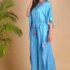 Blue Bandhni Kaftan Jumpsuit With Tassels -Inca Sales Store dye28 1