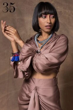 En Inde Blue & Silver Threaded Necklace With Steel Pendant -Inca Sales Store ei12052 5