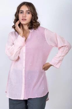 Ekadi Pink Rose & Lilac Cotton Crepe Shirt 8 Ekadi Pink Rose & Lilac Cotton Crepe Shirt -Inca Sales Store ekad7 3