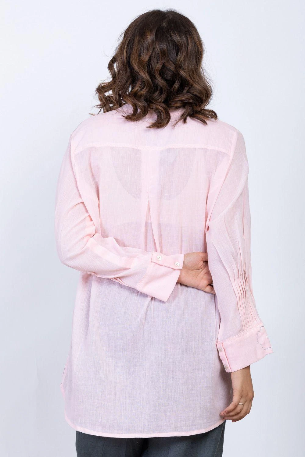 Ekadi Pink Rose & Lilac Cotton Crepe Shirt 6 Ekadi Pink Rose & Lilac Cotton Crepe Shirt - Image 4