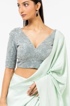 431-88 By Shweta Kapur Icy Blue Embellished Blouse