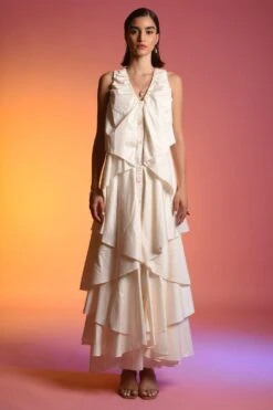 ECHO Ivory Cotton Ruffle Maxi Dress