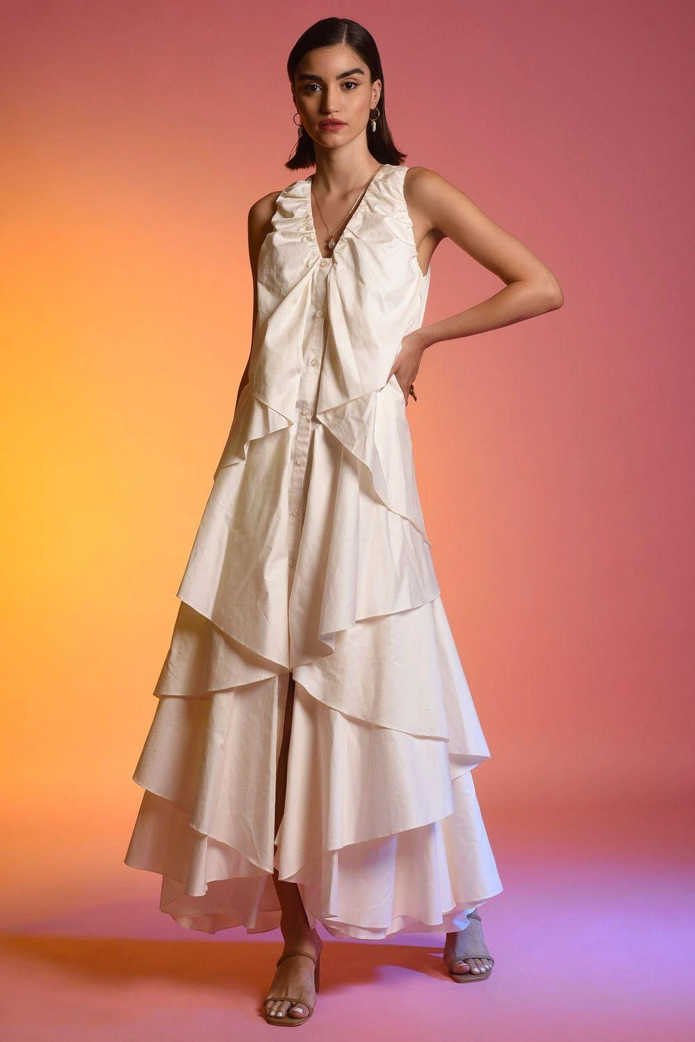 ECHO Ivory Cotton Ruffle Maxi Dress 4 ECHO Ivory Cotton Ruffle Maxi Dress - Image 2