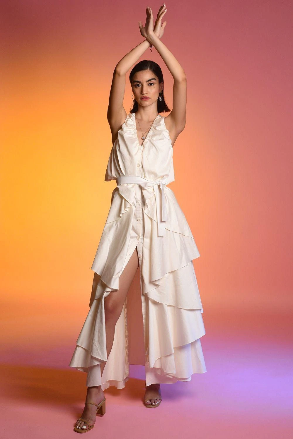 ECHO Ivory Cotton Ruffle Maxi Dress 5 ECHO Ivory Cotton Ruffle Maxi Dress - Image 3