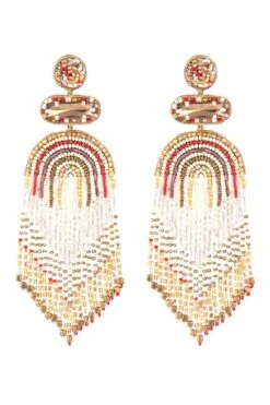 Deepa Gurnani Ivory Long Tassel Earrings