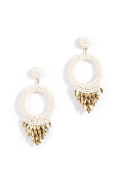 Deepa Gurnani Ivory Beaded Chandelier Earrings