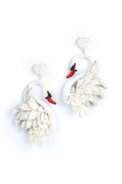 Deepa Gurnani White Swan Earrings