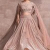 Tarun Tahiliani Old Rose Asymmetric Tulle Lehenga Set -Inca Sales Store fa awu kdr kl 4 cw 100 1 1