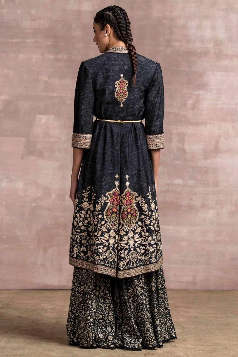 Tarun Tahiliani Black Printed Sharara Set With Embroidered Jacket 6 Tarun Tahiliani Black Printed Sharara Set With Embroidered Jacket - Image 4