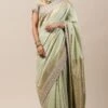 Tarun Tahiliani Mint Green Moonga Cutwork Embroidered Sari Set -Inca Sales Store fa ssu rsh sa 2 cw 118 1