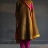 Shorshe Handloom Gold Tissue Kurta & Pink Silk Pants