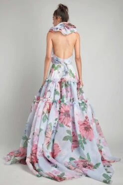 Gauri & Nainika Halter Bubble Ruffle Tiered Gown -Inca Sales Store gn gwn fw21 23 3