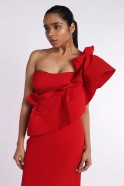 Gauri & Nainika Red One Shouldered Mermaid Gown -Inca Sales Store gn gwn 116a 3