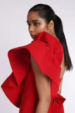 Gauri & Nainika Red One Shouldered Mermaid Gown -Inca Sales Store gn gwn 116a 4