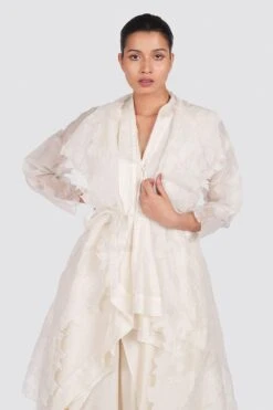 Aikeyah Ivory Applique Organza Cape Set -Inca Sales Store grace w 4