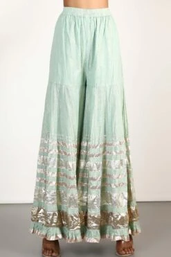 Gopi Vaid Mint Green Sharara Set With Zardosi & Gota Work 8 Gopi Vaid Mint Green Sharara Set With Zardosi & Gota Work -Inca Sales Store gv22 3
