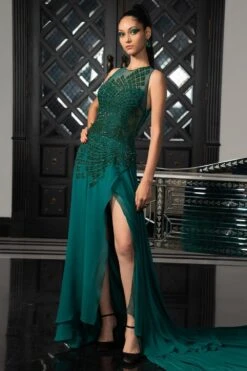 Rohit Gandhi + Rahul Khanna Nubula Crystal Beaded Gown -Inca Sales Store gw6105 3