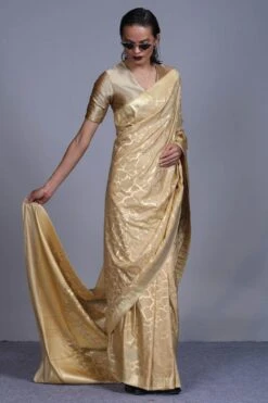 Hemang Agrawal Gold V Neck Drill Blouse