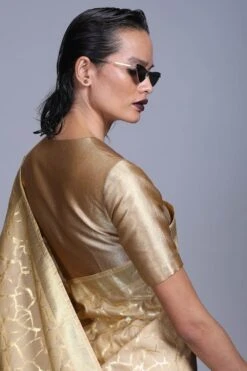 Hemang Agrawal Gold V Neck Drill Blouse -Inca Sales Store ha21 3