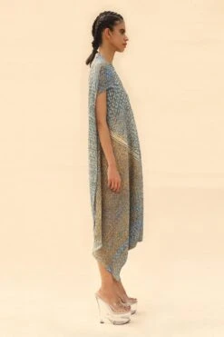 Abhishek Sharma Overlap Shoulder Drape Dress -Inca Sales Store hdr03blue 2