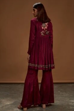 Half Full Curve Hand Embroidered Peplum Top & Bell Bottom Pants -Inca Sales Store hfcmb003 3