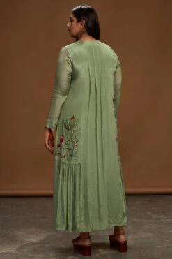 Half Full Curve Sage Floral Embroidered Dress -Inca Sales Store hfcmb009s 3