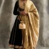 Itrh Black Sharara Set With Gold Lampi Details