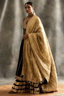 Itrh Black Sharara Set With Gold Lampi Details -Inca Sales Store itrh925 4