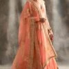 Itrh Peach Angrakha Set With Gota & Lampi Details