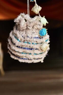 Itrh Blue & Gold Kiran Work Potli