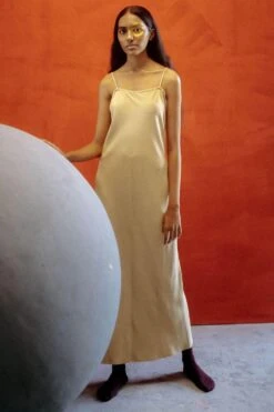 Ituvana Beige Silk Slip Dress -Inca Sales Store ituv 3 2