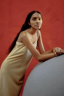 Ituvana Beige Silk Slip Dress -Inca Sales Store ituv 3 3