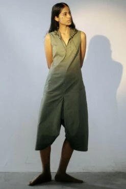 Ituvana Olive Green Hooded Dress